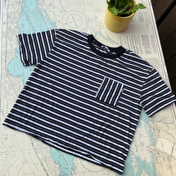 Vans Cropped Striped Oversize Tee - Picture 1 of 4